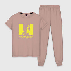 Пижама хлопковая женская VANSAMA OFFICIAL Yellow, цвет: пыльно-розовый