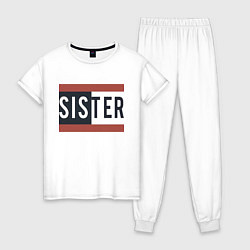 Пижама хлопковая женская Sister, цвет: белый
