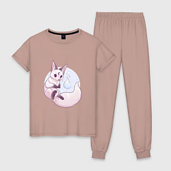 Пижама хлопковая женская Мистический лисёнок, цвет: пыльно-розовый