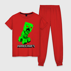 Пижама хлопковая женская MINECRAFT CREEPER, цвет: красный