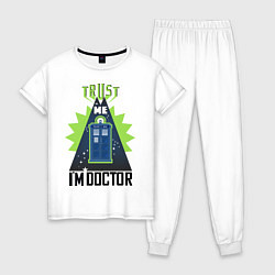 Пижама хлопковая женская Trust me, i'm doctor who, цвет: белый