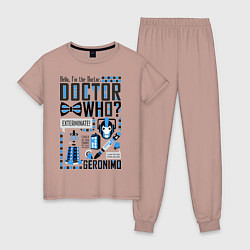 Пижама хлопковая женская Hello, i'm the Doctor, цвет: пыльно-розовый