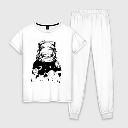 Пижама хлопковая женская Космонавт, цвет: белый