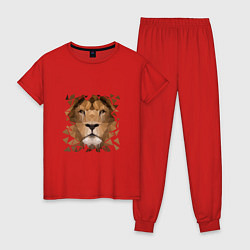 Пижама хлопковая женская Лев, цвет: красный