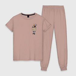 Пижама хлопковая женская Панды, цвет: пыльно-розовый