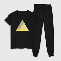 Пижама хлопковая женская Градиентный треугольник 5, цвет: черный