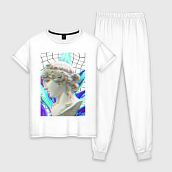Пижама хлопковая женская Vaporwave art 10-1, цвет: белый
