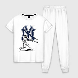 Пижама хлопковая женская New York Yankees - baseball team, цвет: белый