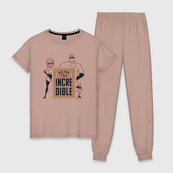 Пижама хлопковая женская Incredibles, цвет: пыльно-розовый