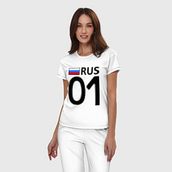 Пижама хлопковая женская RUS 01, цвет: белый — фото 2