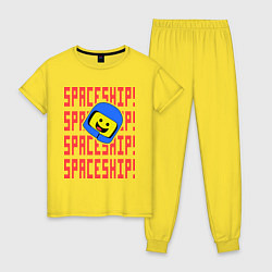 Пижама хлопковая женская Spaceship цвета желтый — фото 1