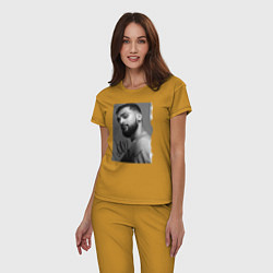 Пижама хлопковая женская Jony, цвет: горчичный — фото 2