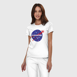 Пижама хлопковая женская IMPOSTOR NASA, цвет: белый — фото 2