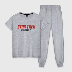 Пижама хлопковая женская Star Trek Discovery Logo Z, цвет: меланж