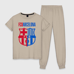 Пижама хлопковая женская Barcelona FC, цвет: миндальный