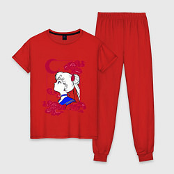 Пижама хлопковая женская Сейлор Мун, цвет: красный
