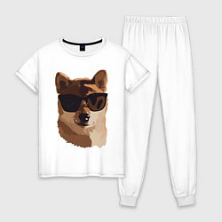 Пижама хлопковая женская Собакен, цвет: белый