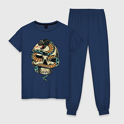 Пижама хлопковая женская Snake&Skull, цвет: тёмно-синий