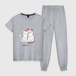 Пижама хлопковая женская Merry Cat, цвет: меланж
