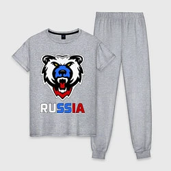 Пижама хлопковая женская Русский медведь, цвет: меланж