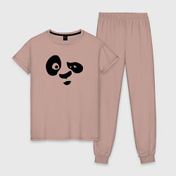 Пижама хлопковая женская Панда, цвет: пыльно-розовый