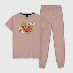 Пижама хлопковая женская Tom and Jerry, цвет: пыльно-розовый