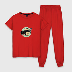 Пижама хлопковая женская Черная пантера, цвет: красный