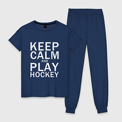 Пижама хлопковая женская K C a Play Hockey, цвет: тёмно-синий