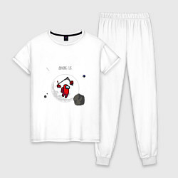 Пижама хлопковая женская Among us самокат фристайл, цвет: белый