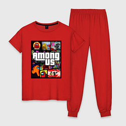 Пижама хлопковая женская AMONG US GTA, цвет: красный