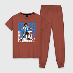 Пижама хлопковая женская 10 Diego Maradona, цвет: кирпичный