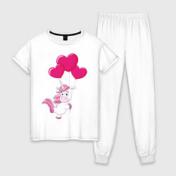 Пижама хлопковая женская Пони на шариках, цвет: белый
