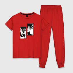 Пижама хлопковая женская Черный клевер, цвет: красный
