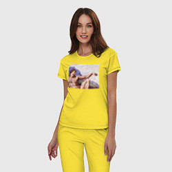 Пижама хлопковая женская Искусство, цвет: желтый — фото 2