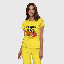 Пижама хлопковая женская THE BEATLES, цвет: желтый — фото 2