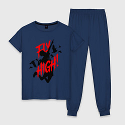 Пижама хлопковая женская FLY HIGH! ВОЛЕЙБОЛ, цвет: тёмно-синий