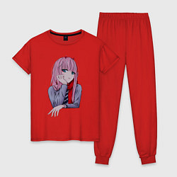 Пижама хлопковая женская Zero Two, цвет: красный