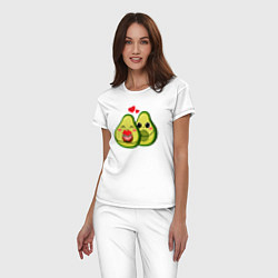 Пижама хлопковая женская Семья авокадо, цвет: белый — фото 2
