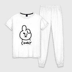 Пижама хлопковая женская COOKY BTS, цвет: белый