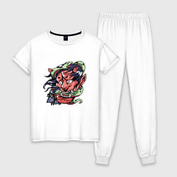 Пижама хлопковая женская ONI Demon Snake, цвет: белый