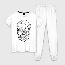 Пижама хлопковая женская Skull, цвет: белый