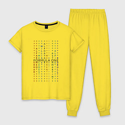 Пижама хлопковая женская Команды Формулы 1, цвет: желтый