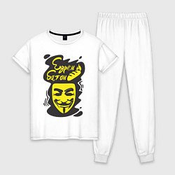 Пижама хлопковая женская Анонимус едрён батон, цвет: белый