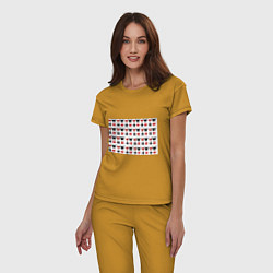 Пижама хлопковая женская Карточные масти, цвет: горчичный — фото 2