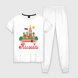 Пижама хлопковая женская Патриот России, цвет: белый