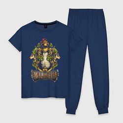 Пижама хлопковая женская Valheim рыцарь и львы, цвет: тёмно-синий