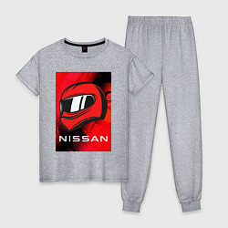 Пижама хлопковая женская Nissan - Paint, цвет: меланж