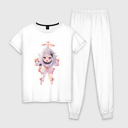 Пижама хлопковая женская Недовольная Паймон, цвет: белый