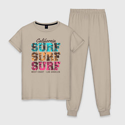 Пижама хлопковая женская Surf, цвет: миндальный