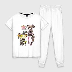 Пижама хлопковая женская Аниме барби, цвет: белый